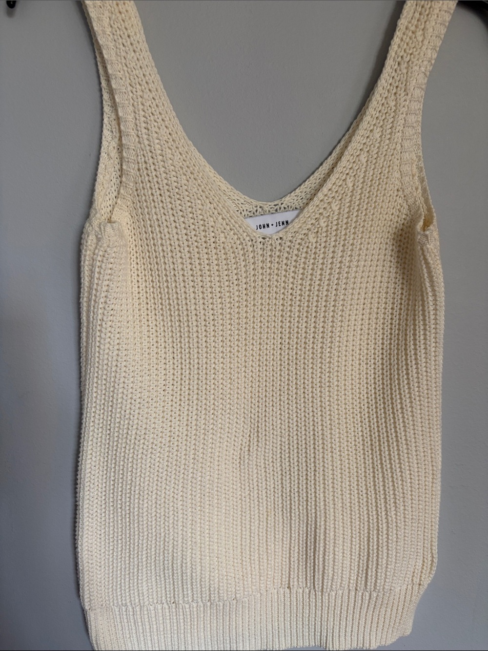 John + Jenn Cream Knit V-Neck Tank Sweater